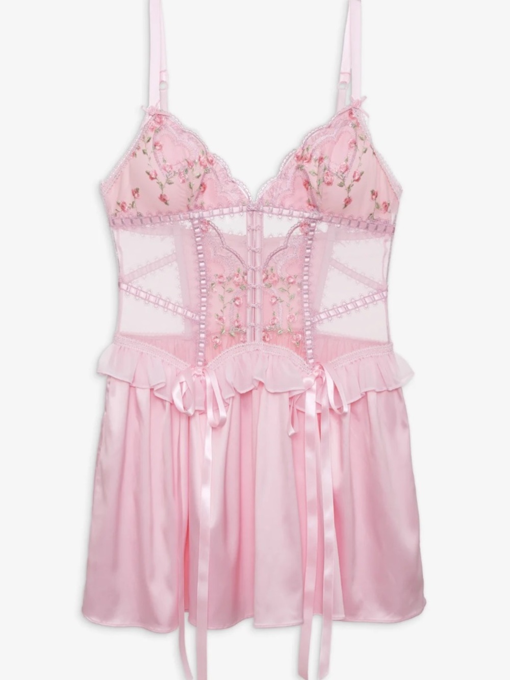 New With Tags For Love & Lemons Ily Embroidery Slip Dress Light Pink Size Small